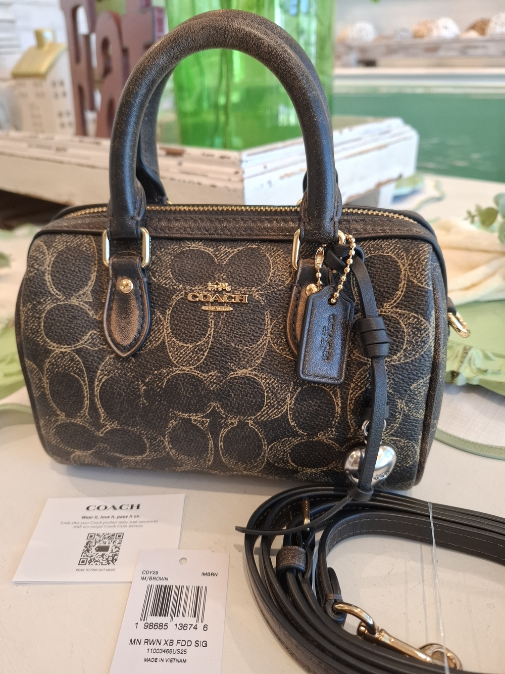 Coach Signature Mini Satchel in Black/Brown